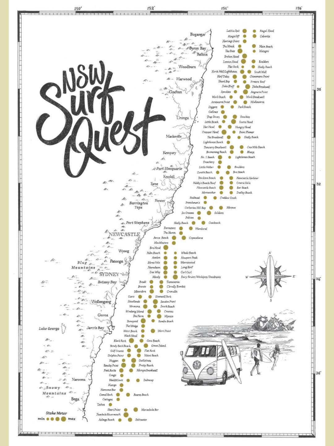 The New South Wales Surf Quest - Scratch Map