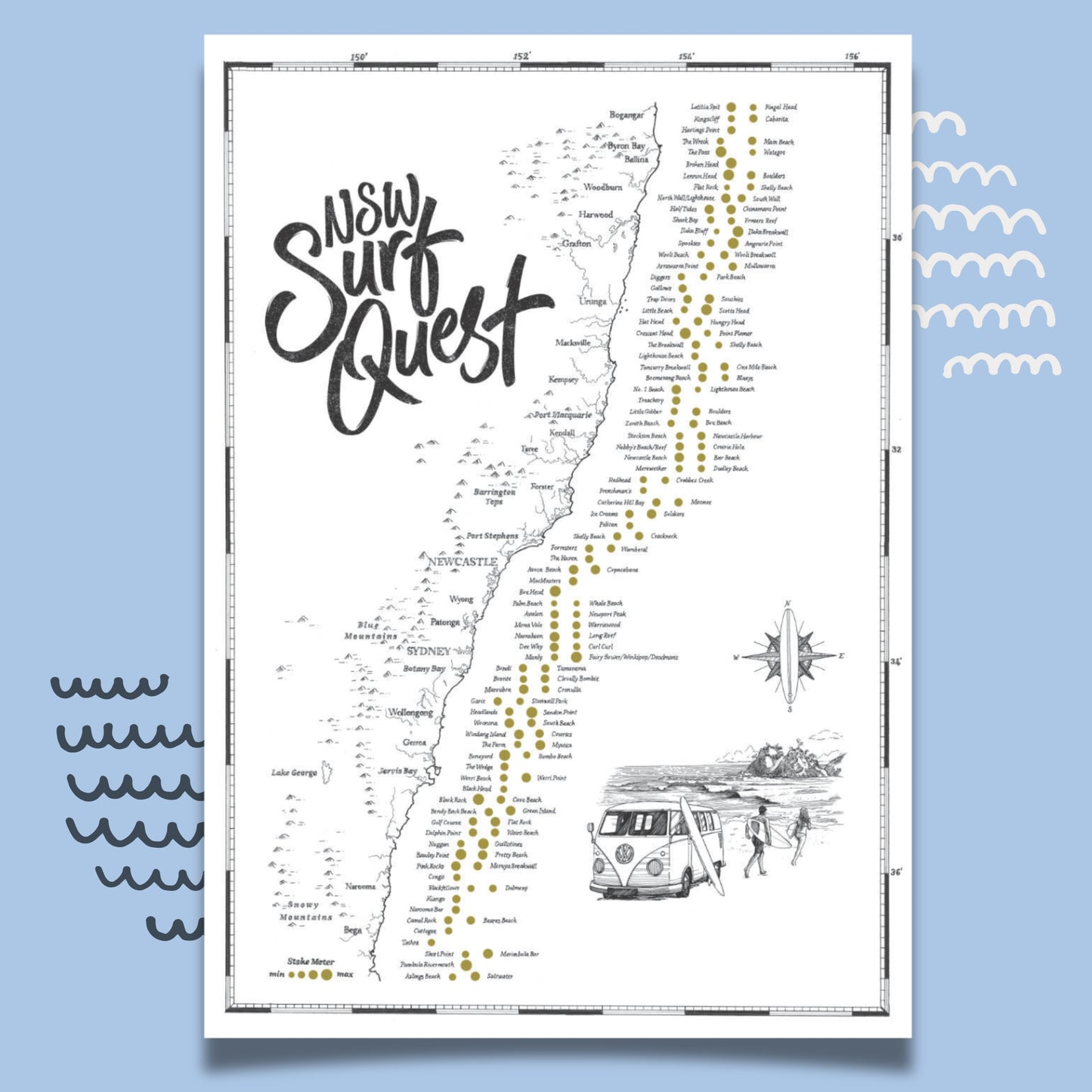 The New South Wales Surf Quest - Scratch Map