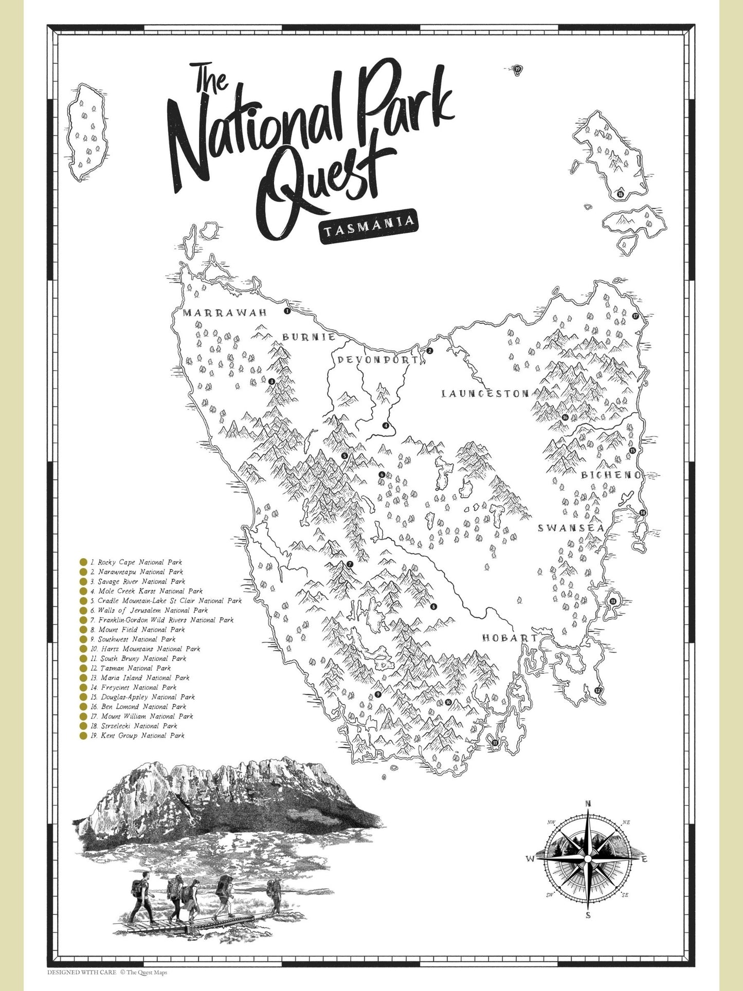 The Tasmania National Parks Quest - Scratch Map
