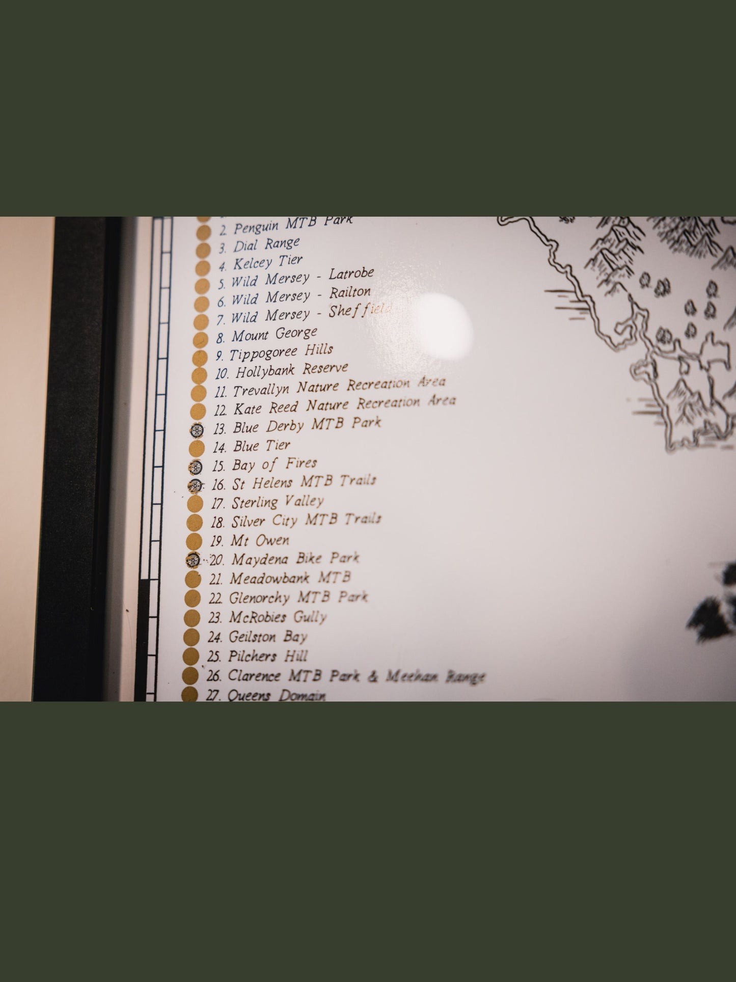 The Tasmania Mountain Bike Quest - Scratch Map