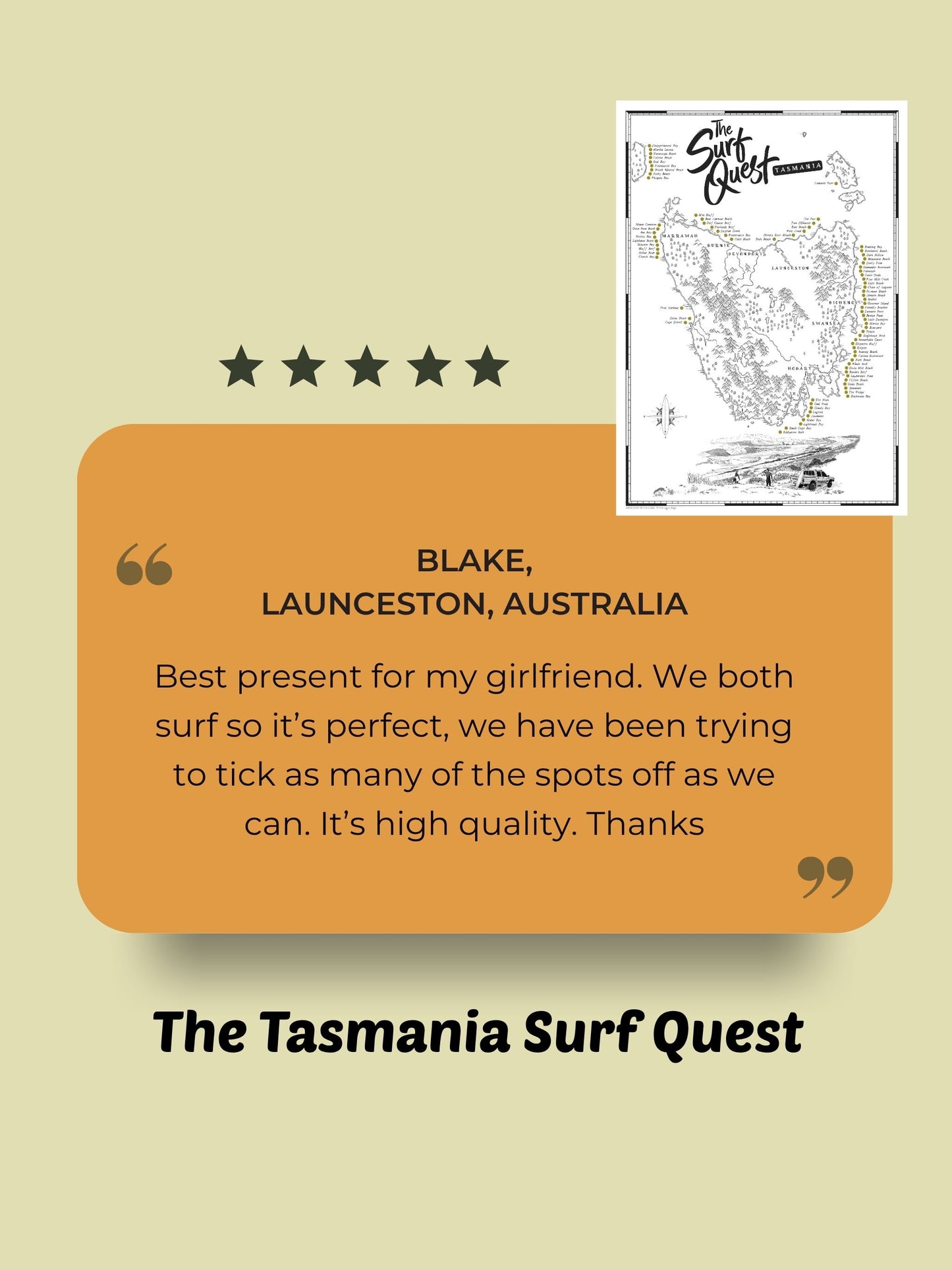 The Tasmania Surf Quest -Scratch Map