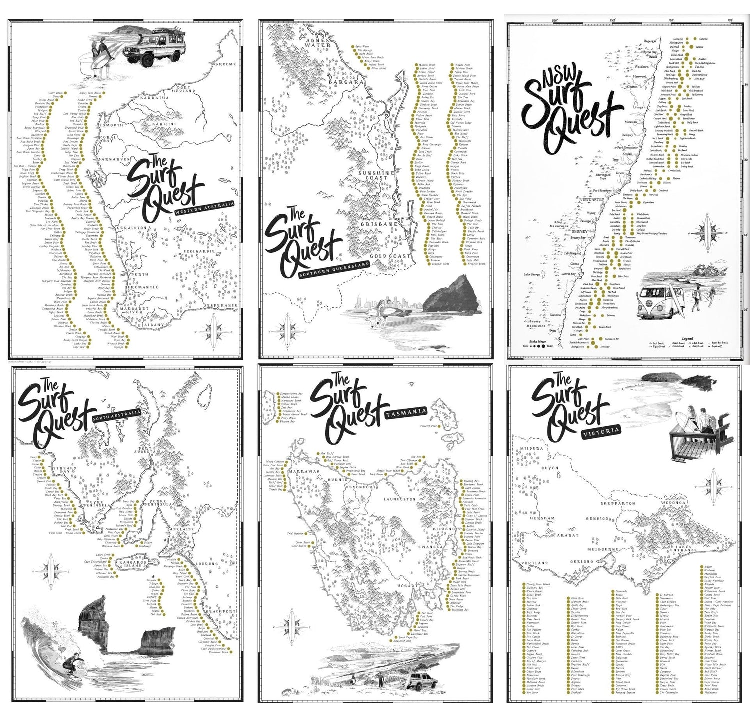 Wall Art Surf Scratch Map NSW