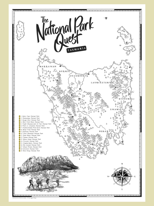 The Tasmania National Parks Quest - Scratch Map