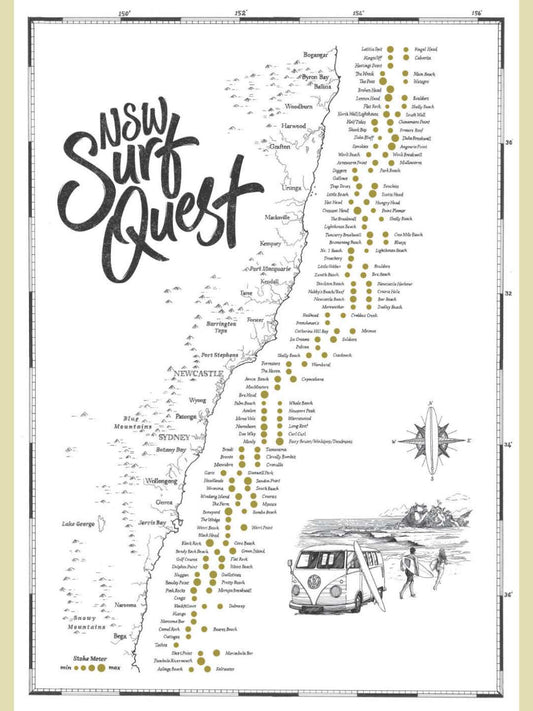 The New South Wales Surf Quest - Scratch Map