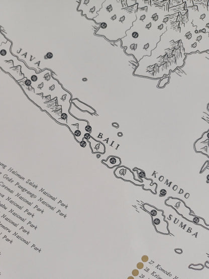 The Indonesia National Parks Quest - Scratch Map
