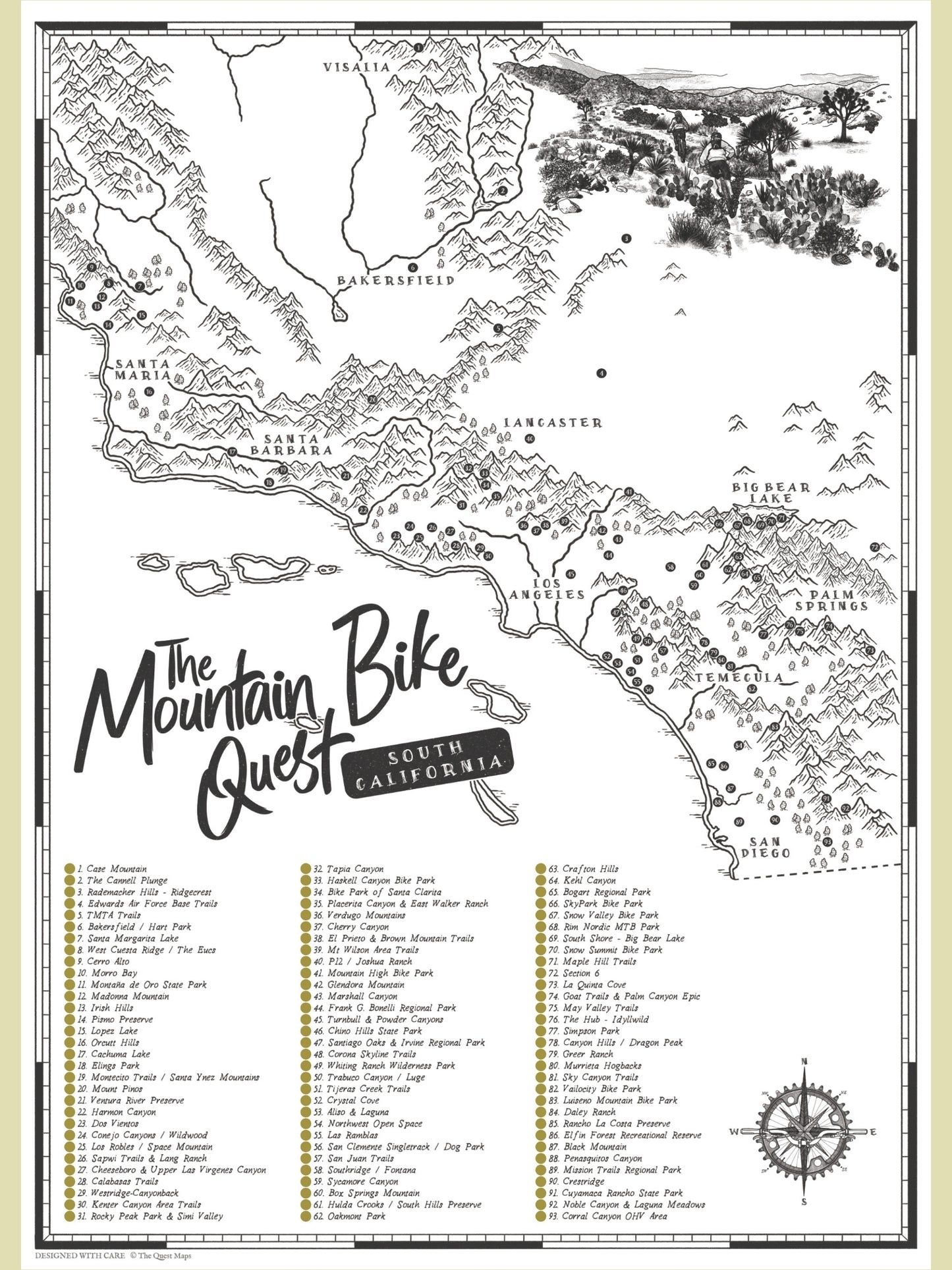 The California (South) Mountain Bike Quest - Scratch Map