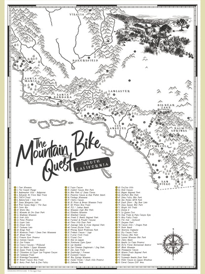The California (South) Mountain Bike Quest - Scratch Map