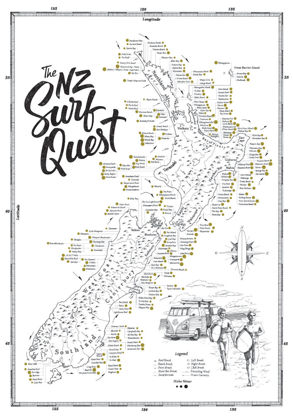 NZ Surf Quest Scratch Map