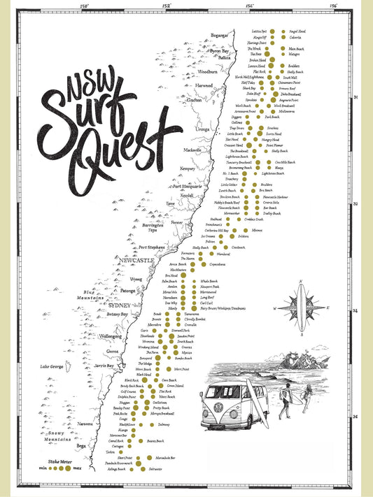 The New South Wales Surf Quest - Scratch Map