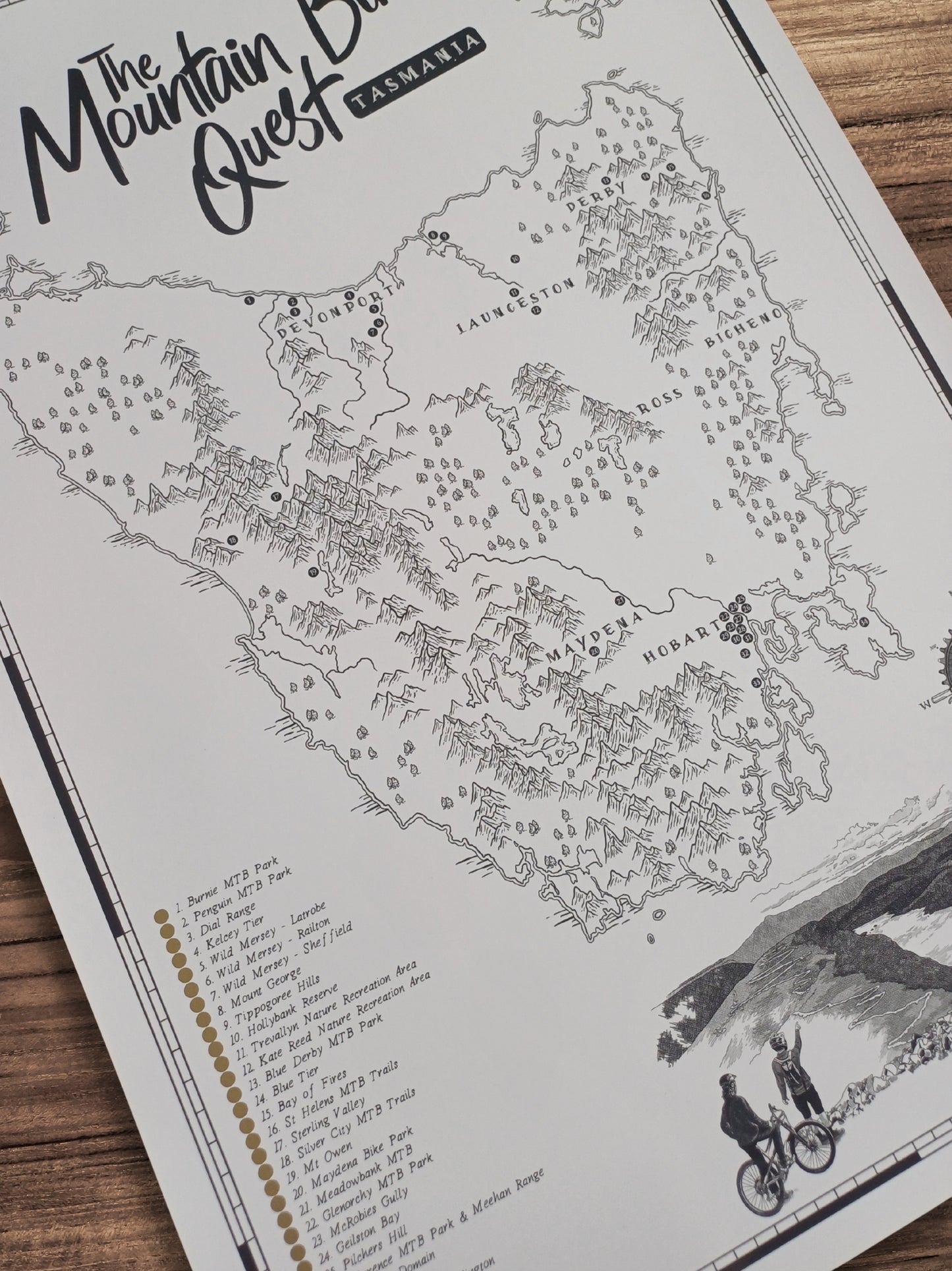 The Tasmania Mountain Bike Quest - Scratch Map