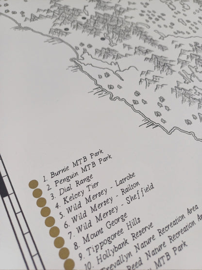 The Tasmania Mountain Bike Quest - Scratch Map