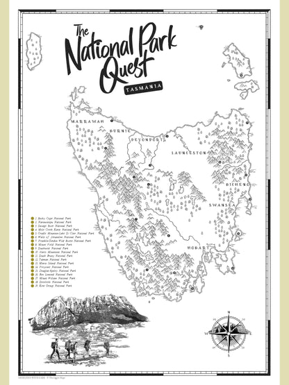 The Tasmania National Parks Quest - Scratch Map