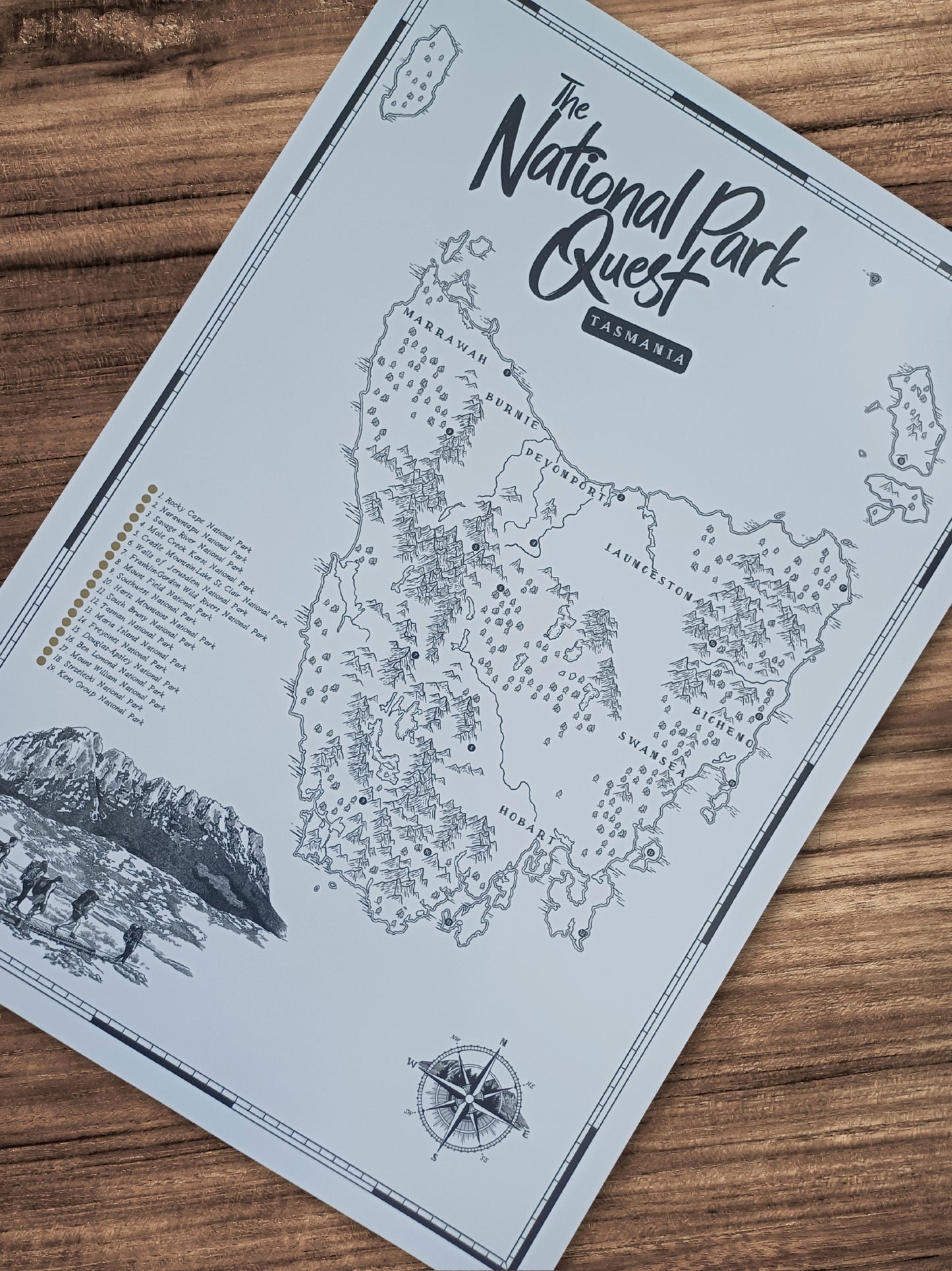 The Tasmania National Parks Quest - Scratch Map