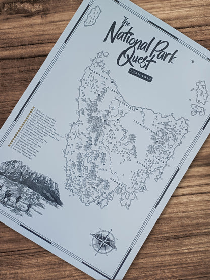 The Tasmania National Parks Quest - Scratch Map
