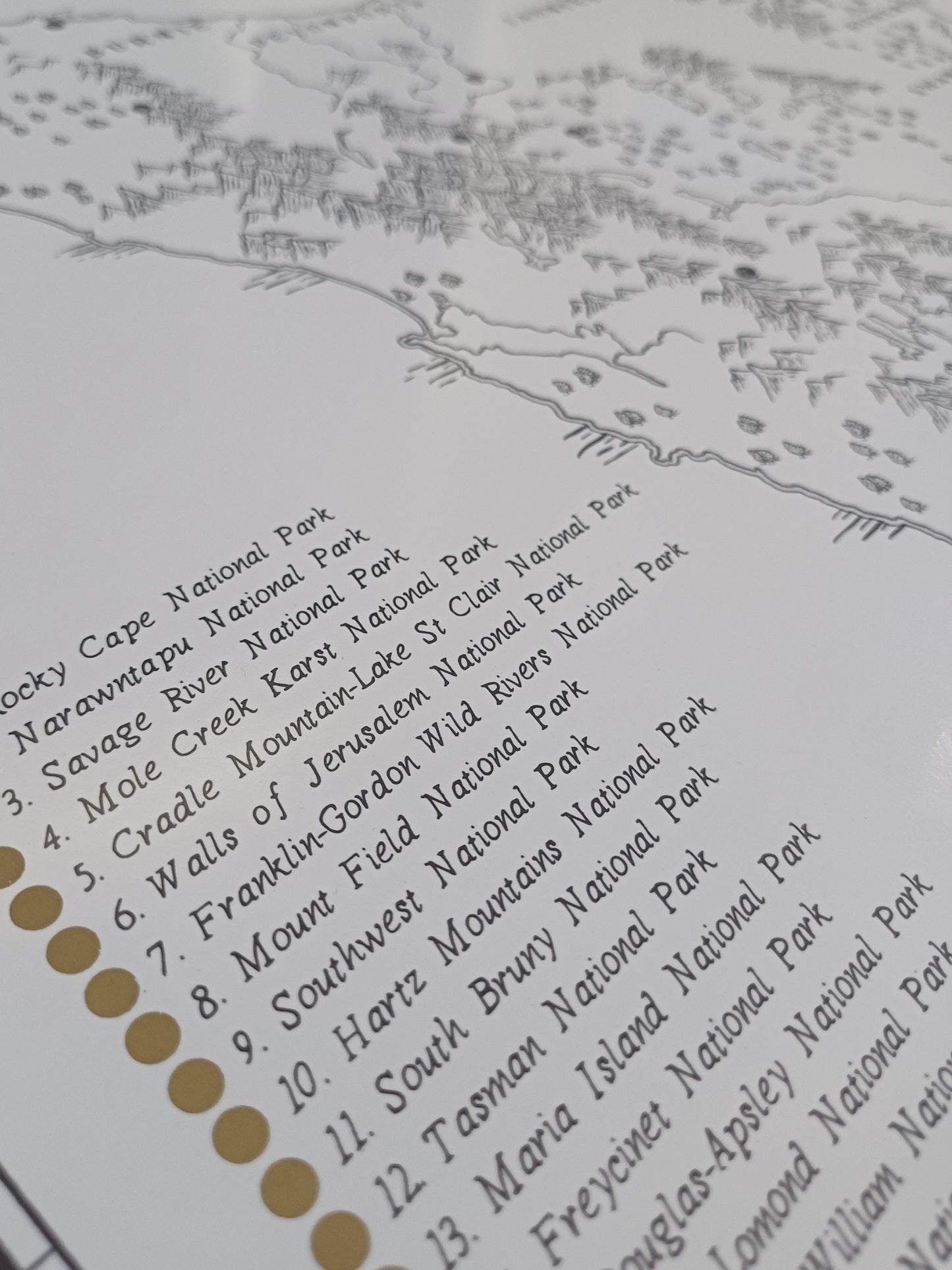 The Tasmania National Parks Quest - Scratch Map