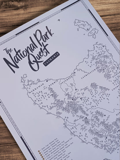 The Tasmania National Parks Quest - Scratch Map