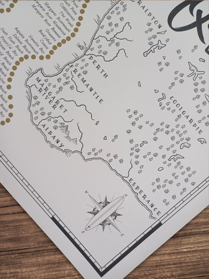 The Western Australia Surf Quest - Scratch Map