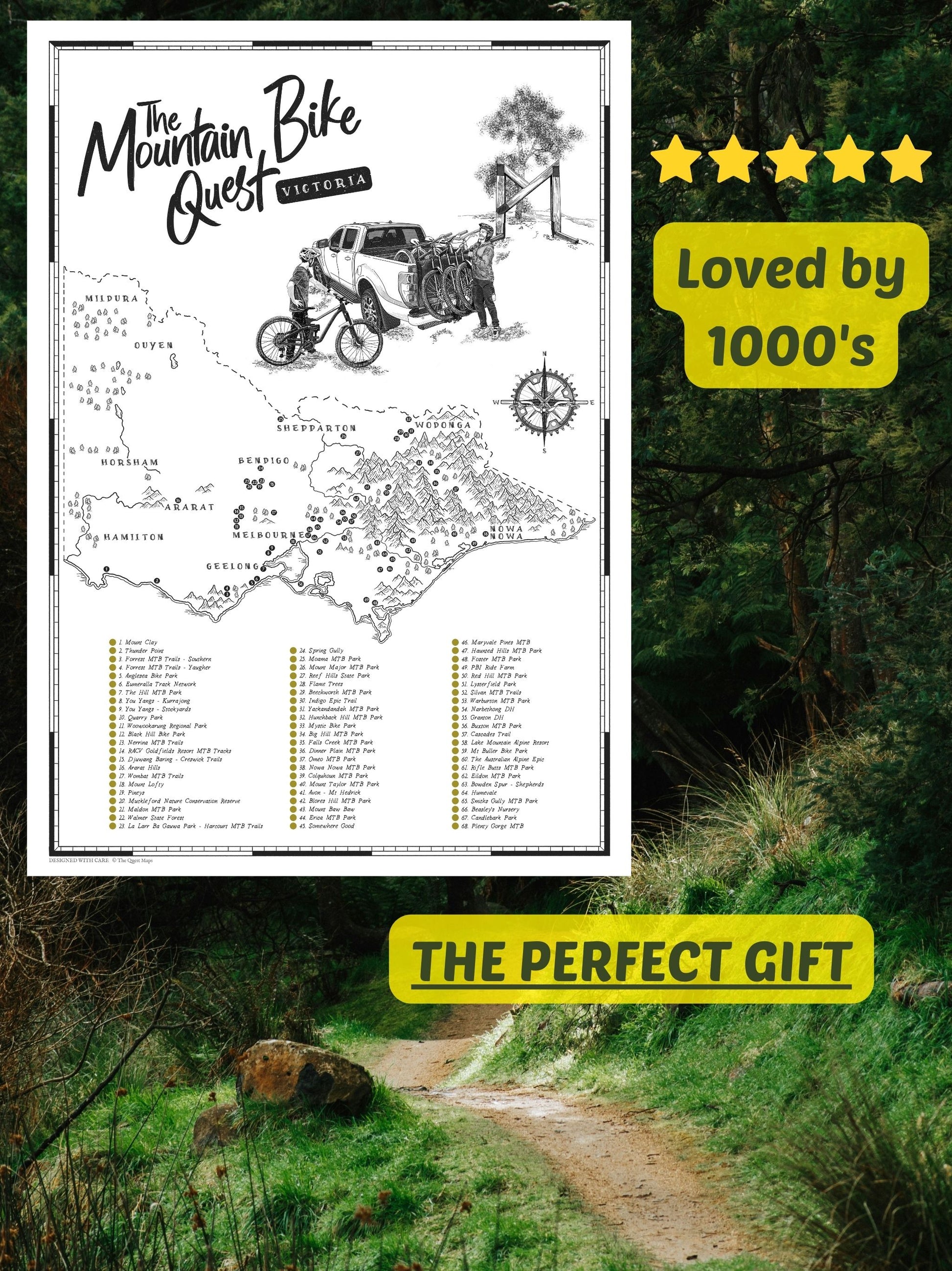 The Victoria Mountain Bike Quest Unique Scratch Map – The Quest Maps